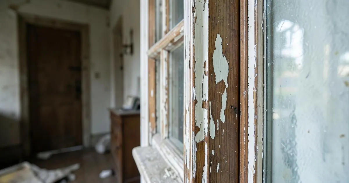 Peinture ancienne écaillée dans un logement à Amiens