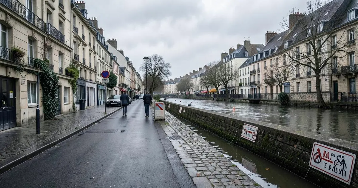 Quais et rue exposés au risque d’inondation à Amiens